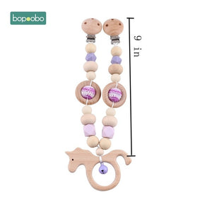 Baby Toy Wooden Pram Clip Pram Pushchair Personalize Dummy Clip Pacifier Chain Chewable Bracelet Silicone Baby Wooden Teether